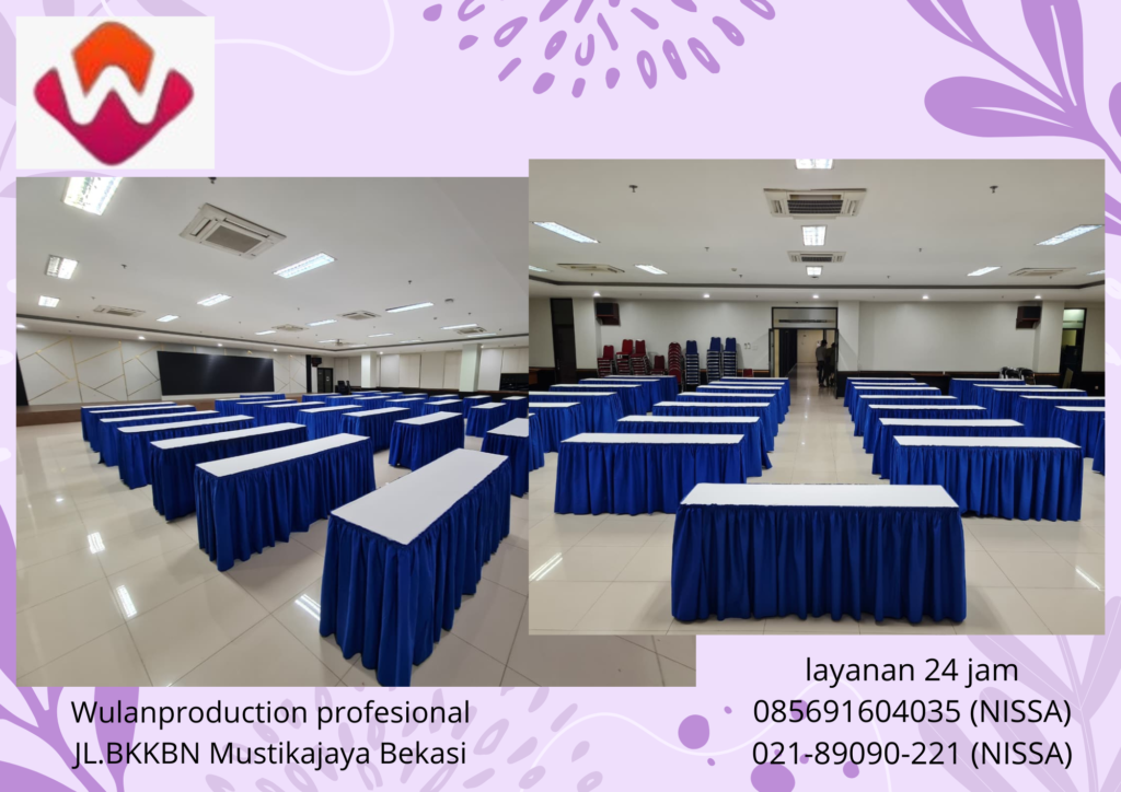 Jasa Rental Meja IBM Cover Biru Putih Area Bekasi