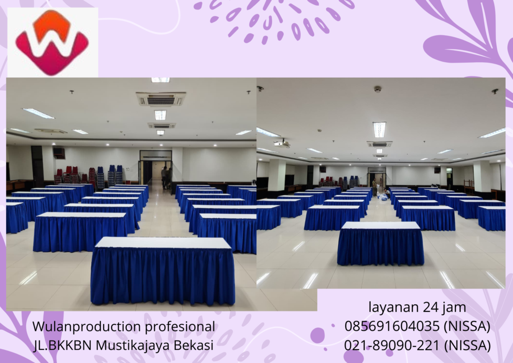 Jasa Rental Meja IBM Cover Biru Putih Area Bekasi