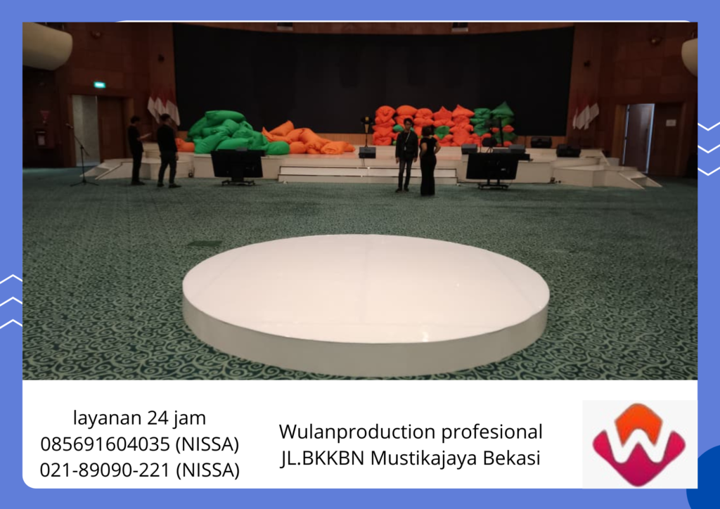 Jasa Sewa Stage Custom Bulat Melamin Putih cikarang