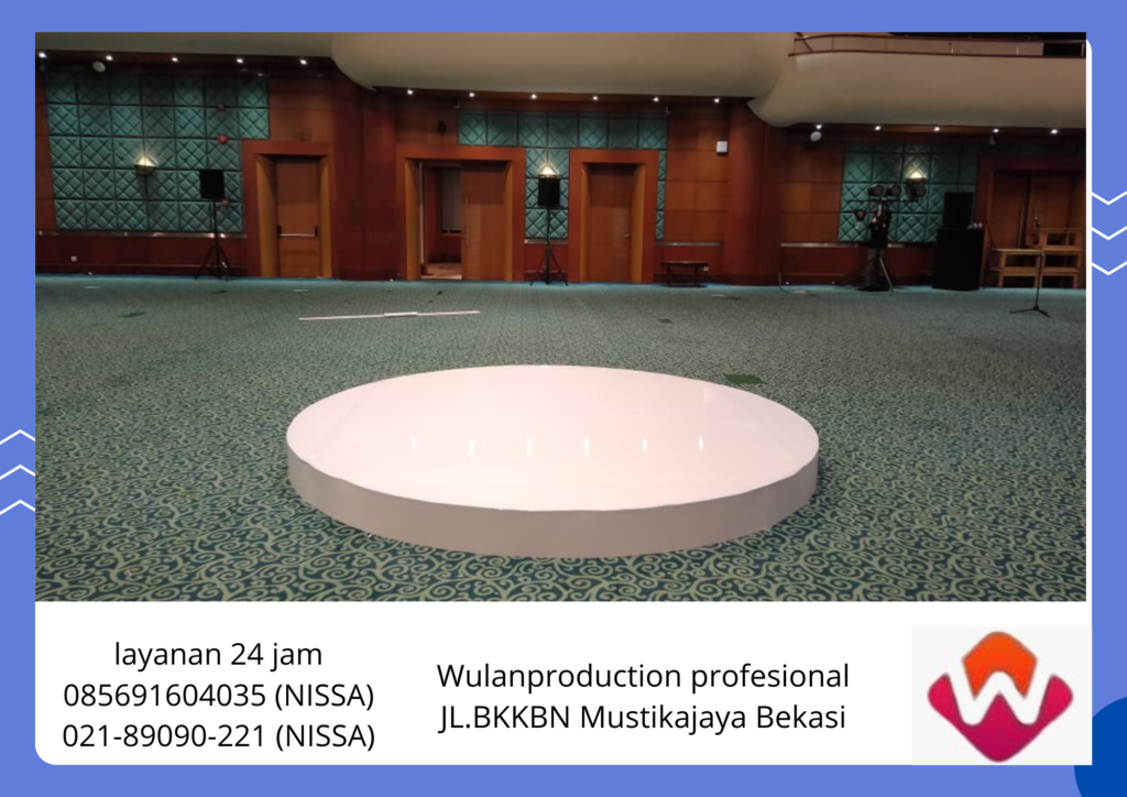 Jasa Sewa Stage Custom Bulat Melamin Putih cikarang