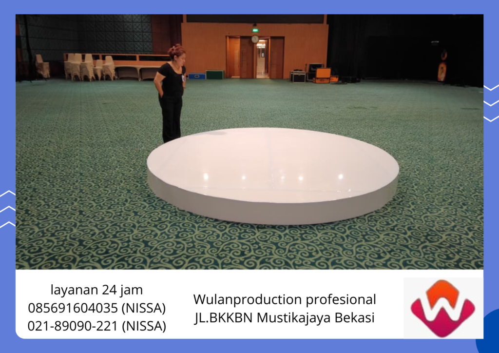 Jasa Sewa Stage Custom Bulat Melamin Putih cikarang