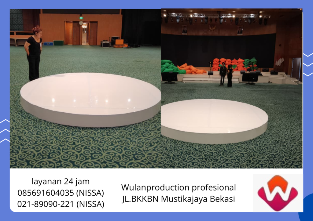 Jasa Sewa Stage Custom Bulat Melamin Putih cikarang