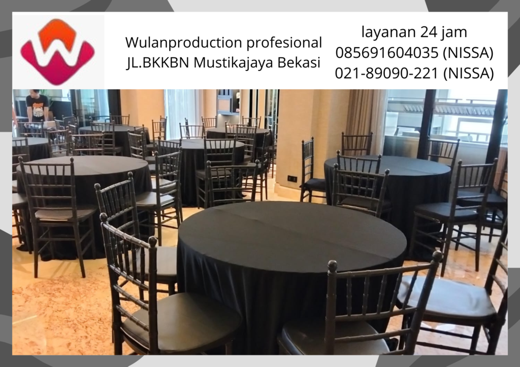 Sewa Kursi Tiffany Hitam Meja Bulat Cover Area Tangerang