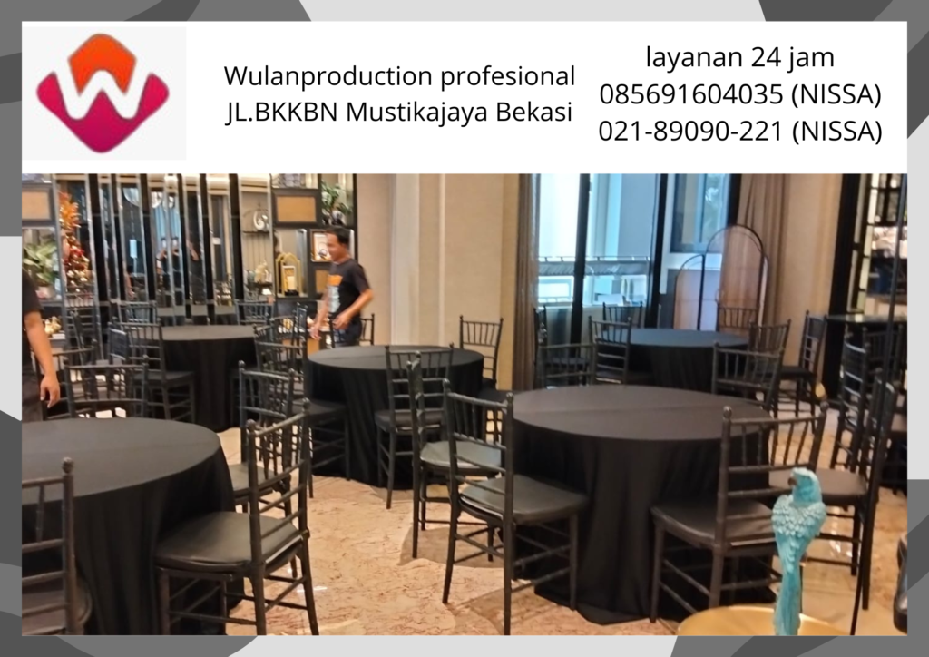 Sewa Kursi Tiffany Hitam Meja Bulat Cover Area Tangerang