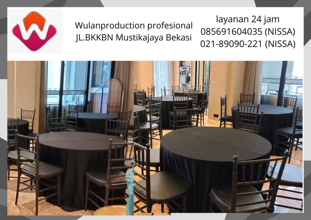 Sewa Kursi Tiffany Hitam Meja Bulat Cover Area Tangerang