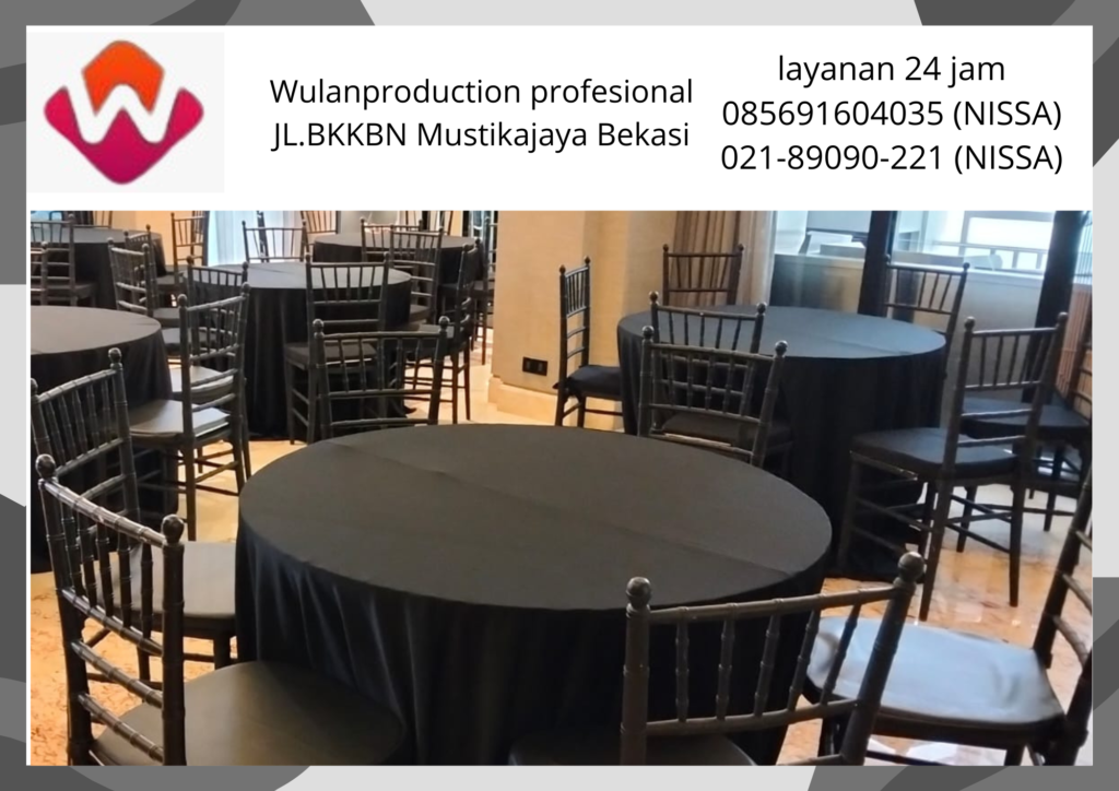 Sewa Kursi Tiffany Hitam Meja Bulat Cover Area Tangerang
