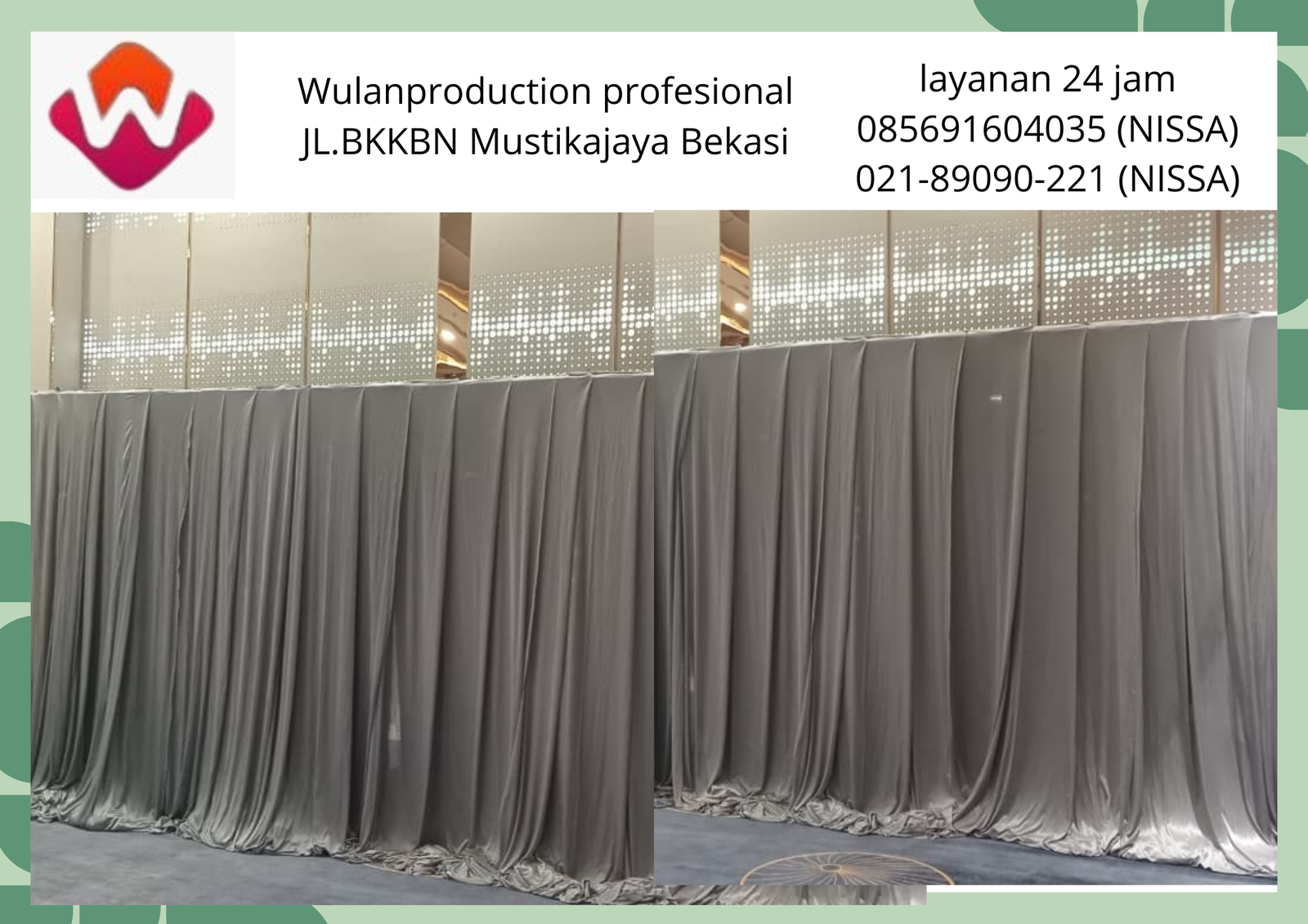 Sewa Tirai Abu Abu Ukuran Tinggi Berkualitas karawang