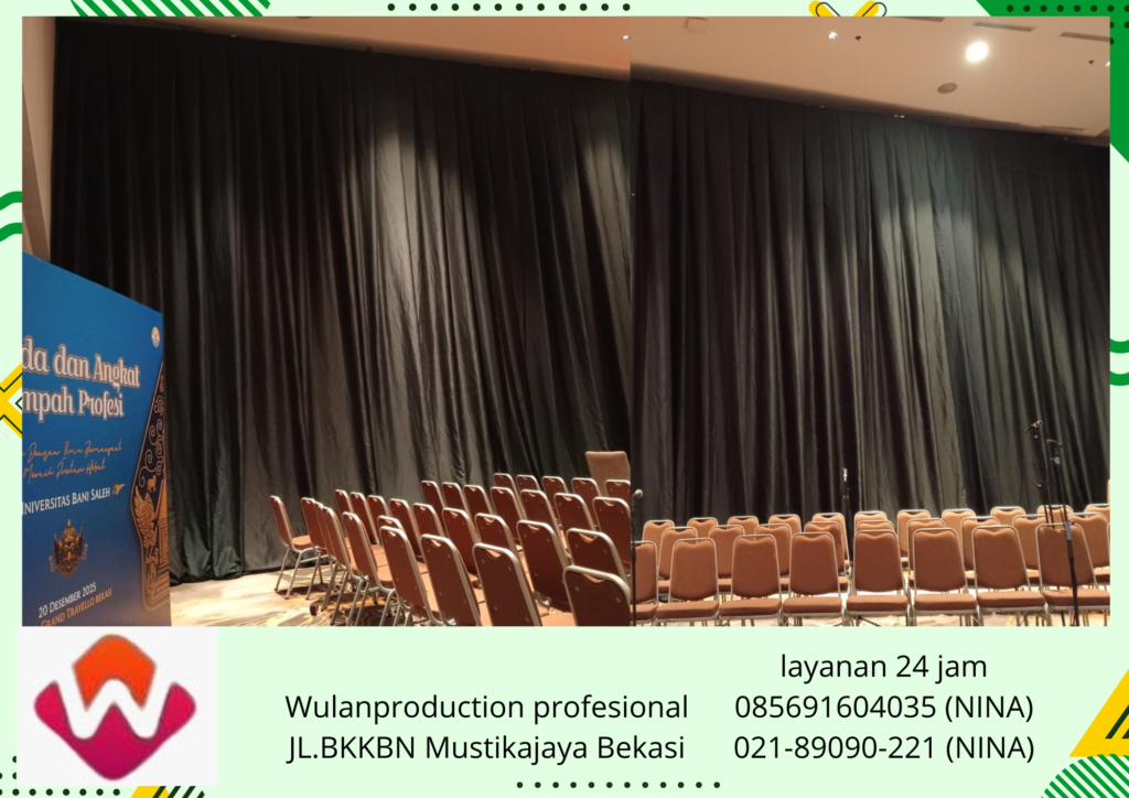 Jasa Sewa Panggung Melaminto Hitam Tirai Hitam Area Cakung