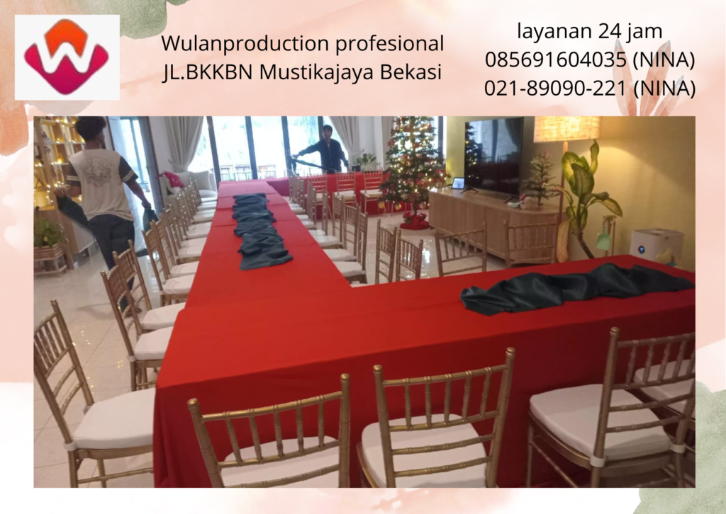 Rental Kursi Tiffany Gold Meja kotak tebar Merah Cabe Jakarta