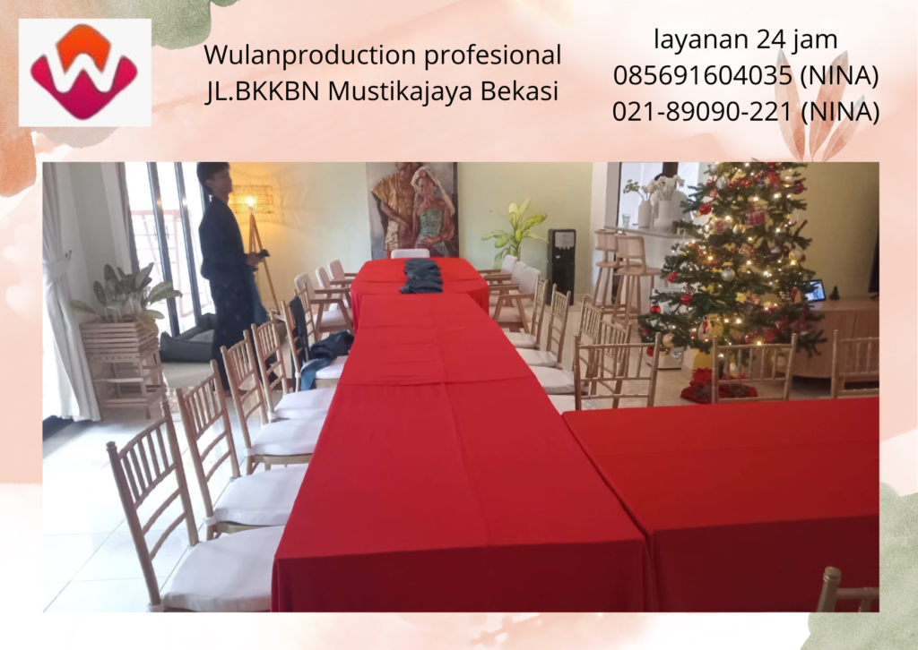 Rental Kursi Tiffany Gold Meja kotak tebar Merah Cabe Jakarta