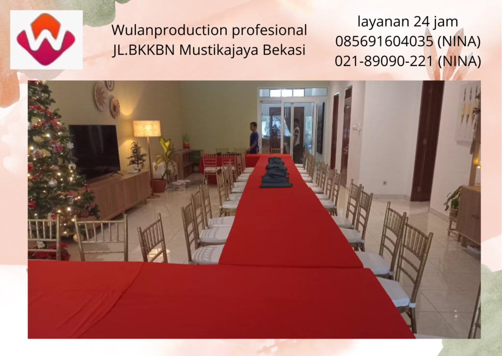 Rental Kursi Tiffany Gold Meja kotak tebar Merah Cabe Jakarta