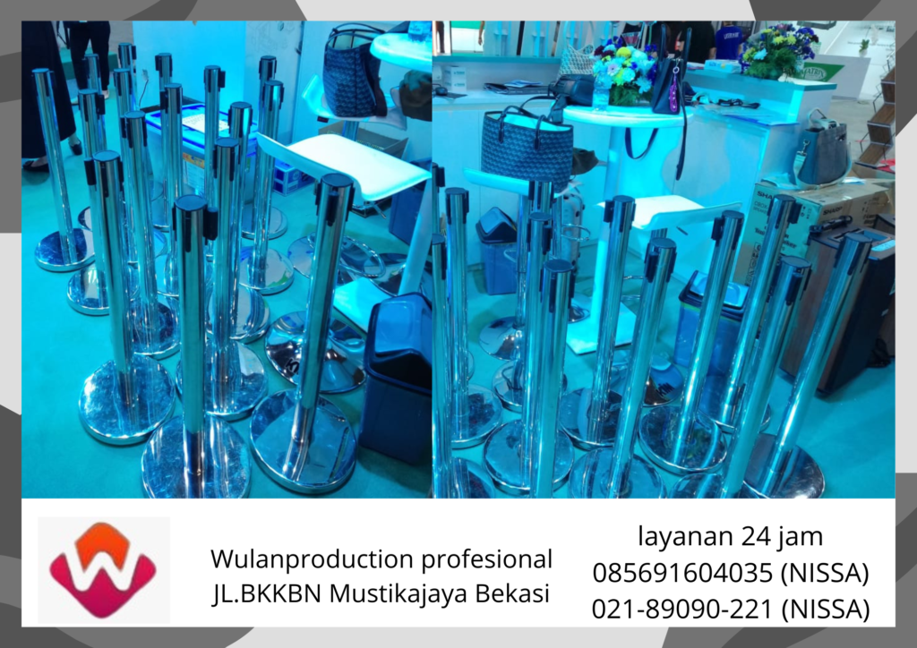 Jasa sewa Tiang Antrian Stainless Type Pita Tarik Area Bekasi