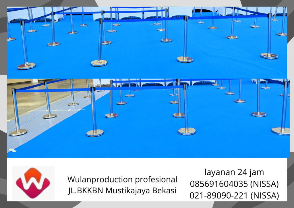 Jasa sewa Tiang Antrian Stainless Type Pita Tarik Area Bekasi