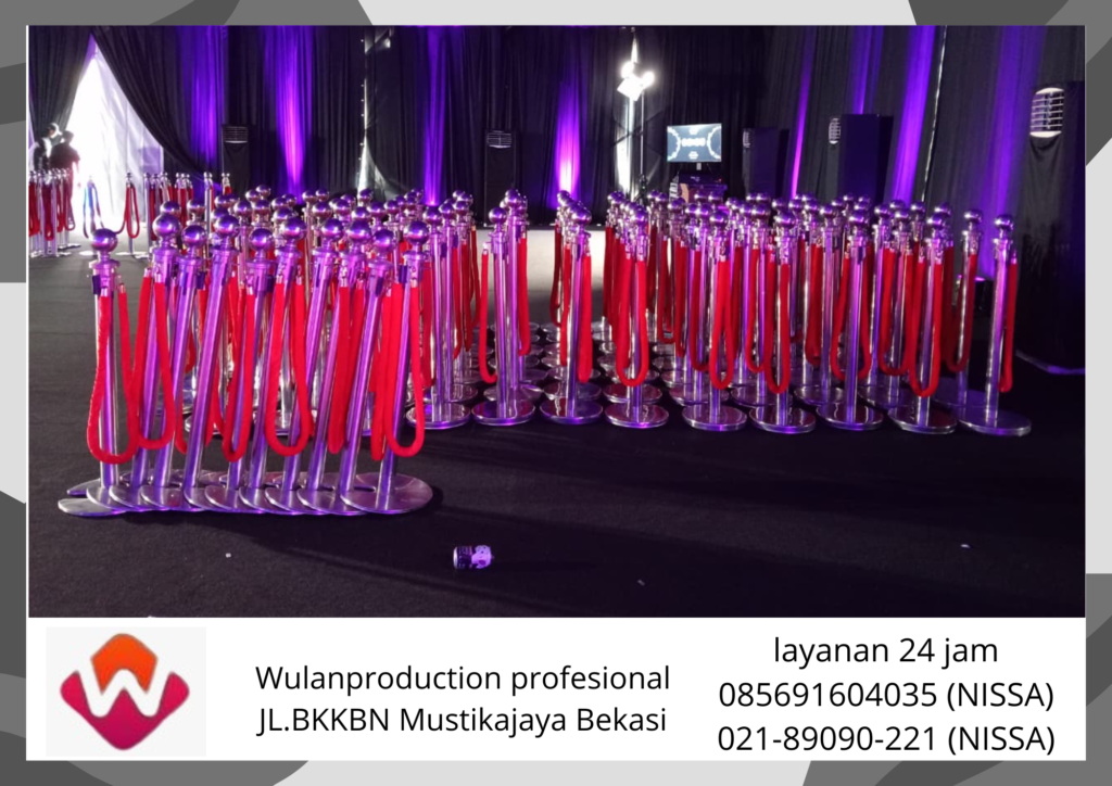 Jasa sewa Tiang Antrian Stainless Type Pita Tarik Area Bekasi