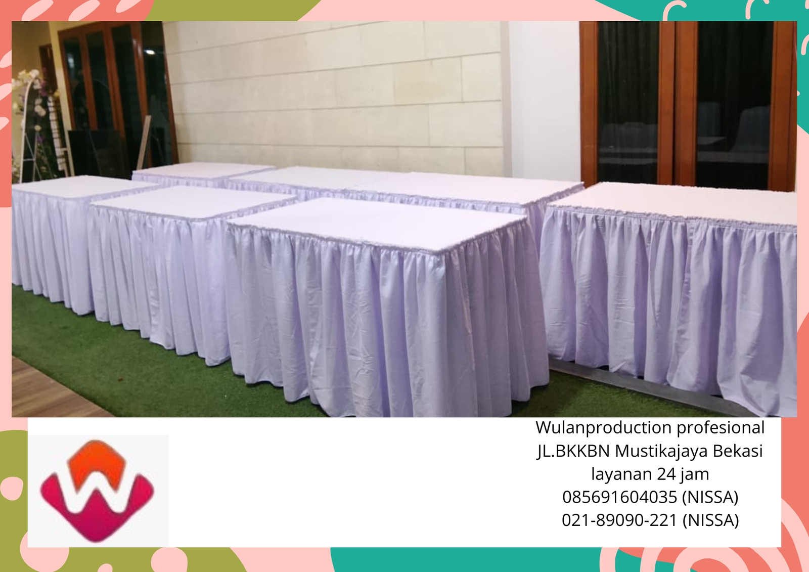 Rental Meja Cover Taplak Skirting Putih Bogor