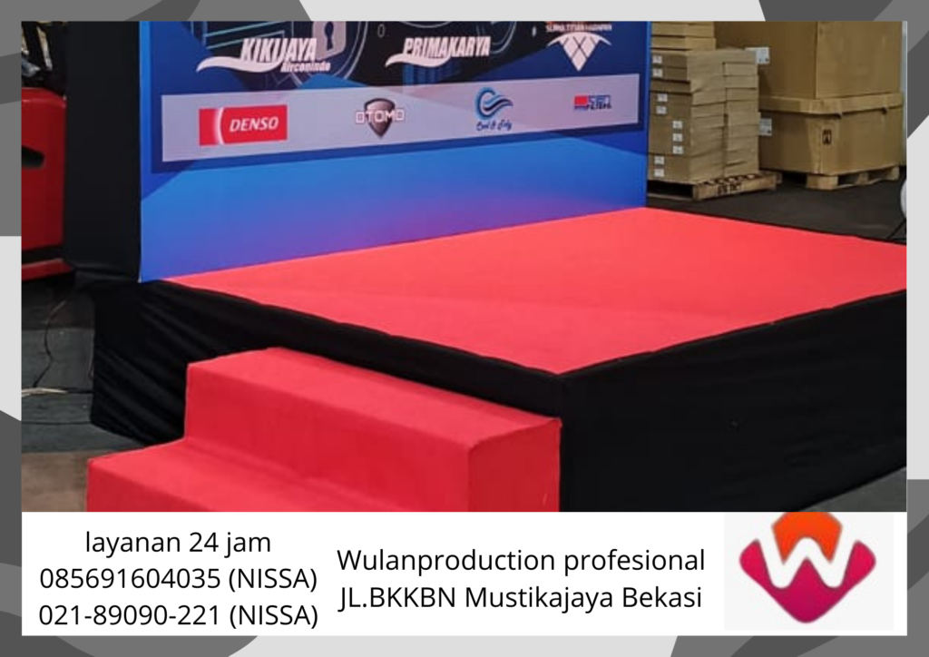 Rental Panggung Cover Karpet Merah Poni Hitam karawang 