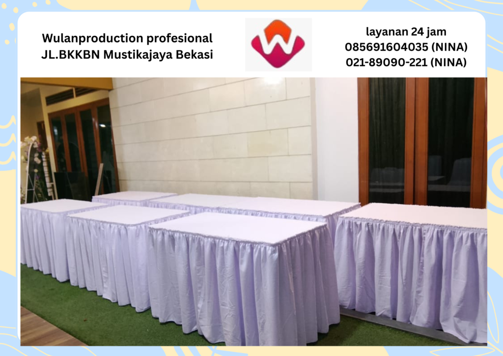 Sewa Meja Kotak Skirting putih Misty Fan