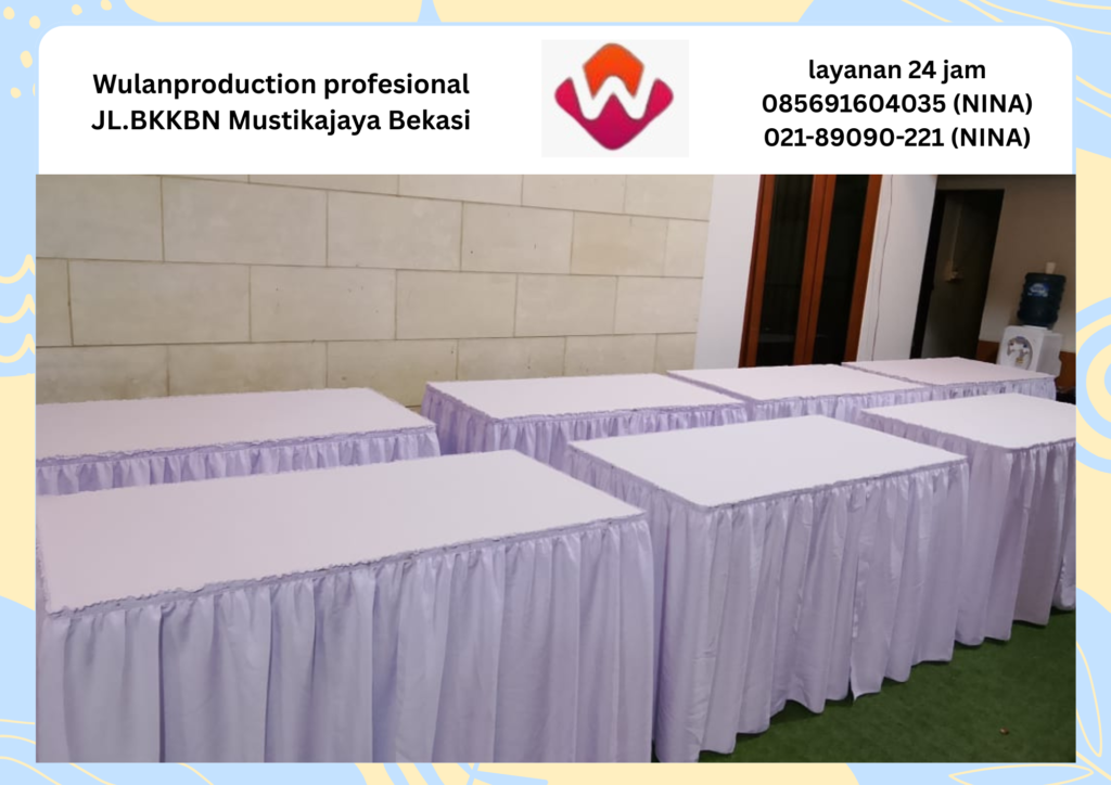 Sewa Meja Kotak Skirting putih Misty Fan