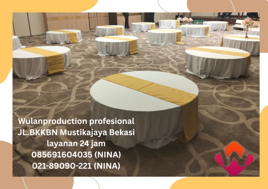 Rental Meja Lesehan Topping Putih Runner Gold Jakarta