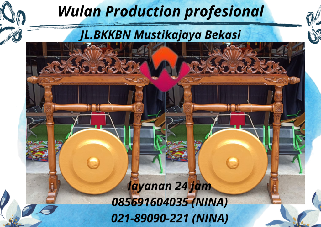 Sewa Gong Peresmian Warna Gold Standing Ukiran Area Jakarta 