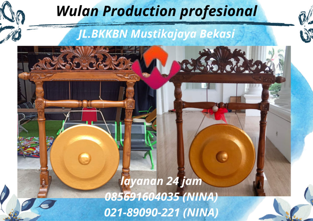 Sewa Gong Peresmian Warna Gold Standing Ukiran Area Jakarta 