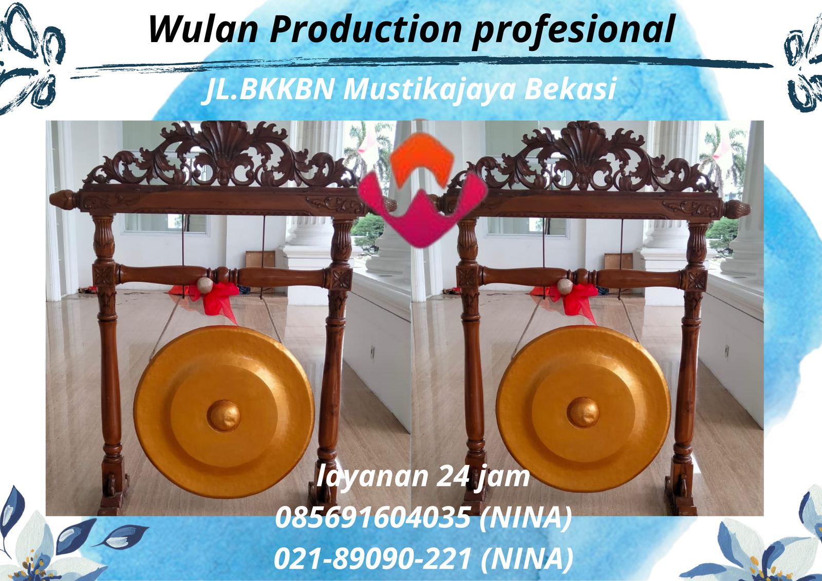 Sewa Gong Peresmian Warna Gold Standing Ukiran Area Jakarta