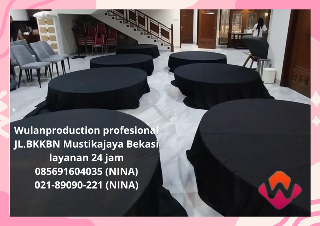 Sewa Meja Bulat Lesehan Cover Hitam Bogor