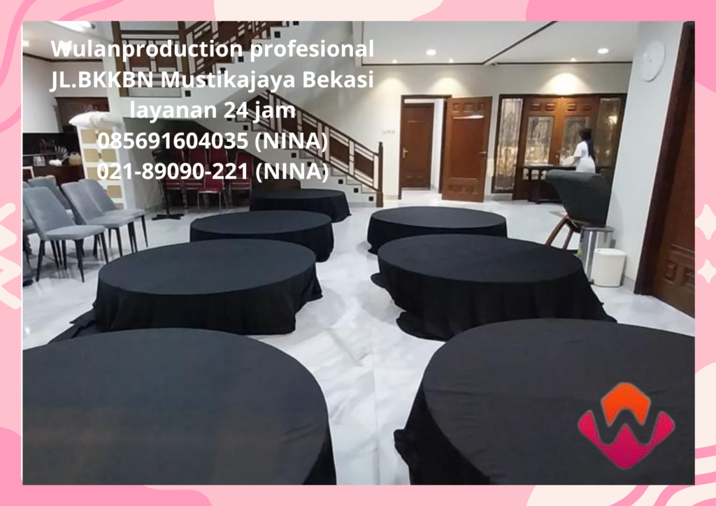 Sewa Meja Bulat Lesehan Cover Hitam Bogor