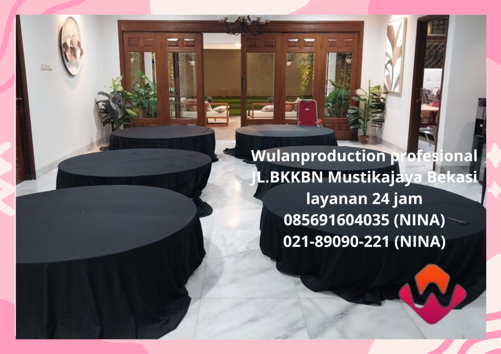 Sewa Meja Bulat Lesehan Cover Hitam Bogor