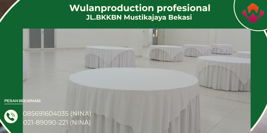 Rental Meja Bulat Cover Putih Siap Kirim Area Tangerang