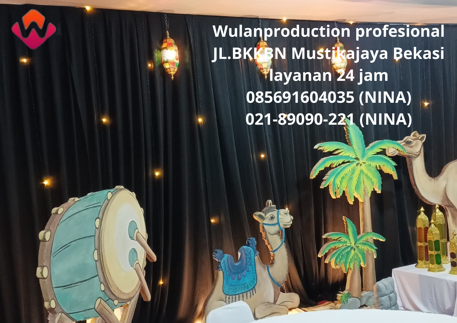 Sewa Black Curtain Lampu Starlight Dekorasi Unta Bedug Jakarta