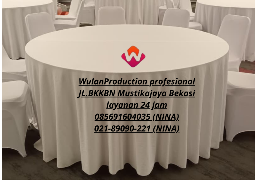 Sewa Meja Bulat Dan Kursi Stainless Cover Putih Area Jakarta