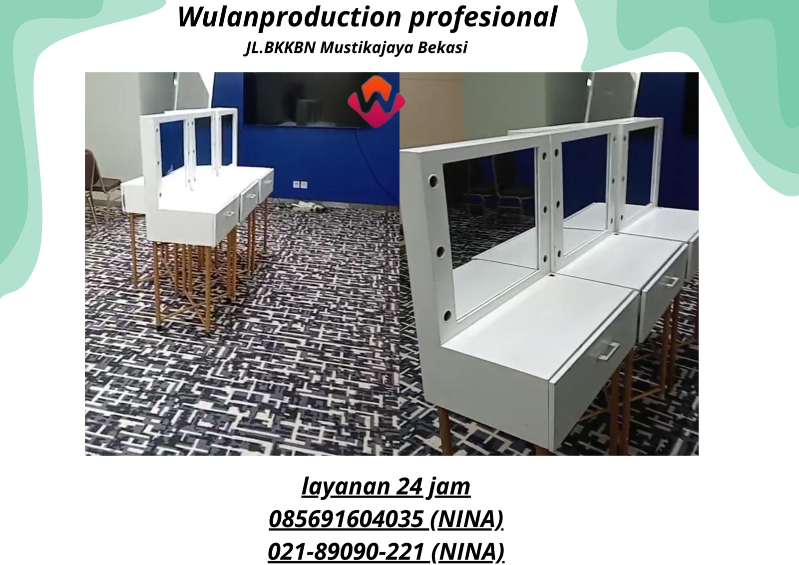 Pusat Sewa Meja Kaca Rias Portable Putih Bogor