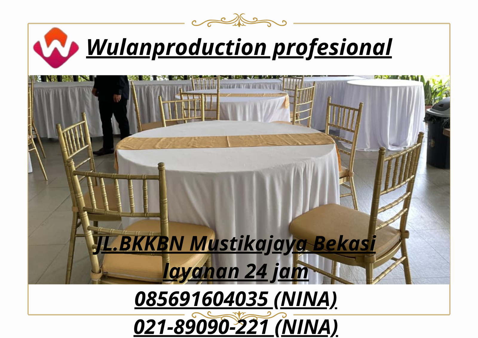 Sewa Meja Bulat Dan Kursi Tiffany Gold Siap Kirim di Bogor
