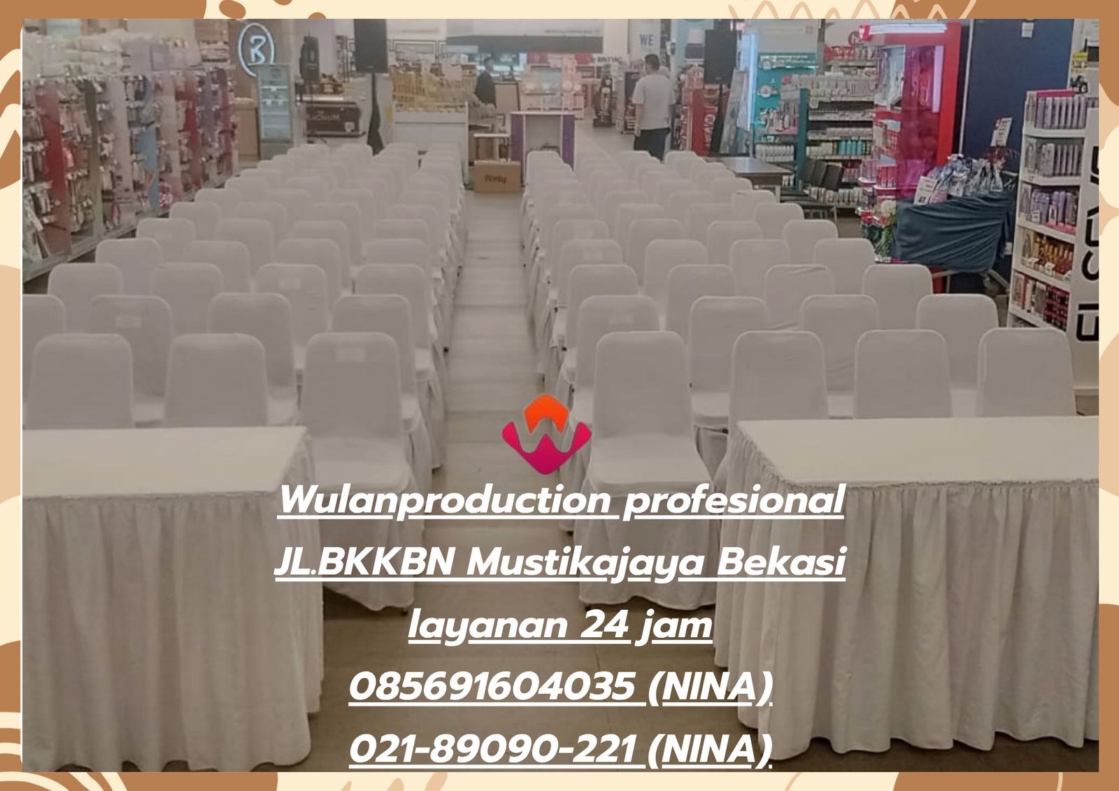 Sewa Meja Kotak Dan Kursi Cover Putih Bogor