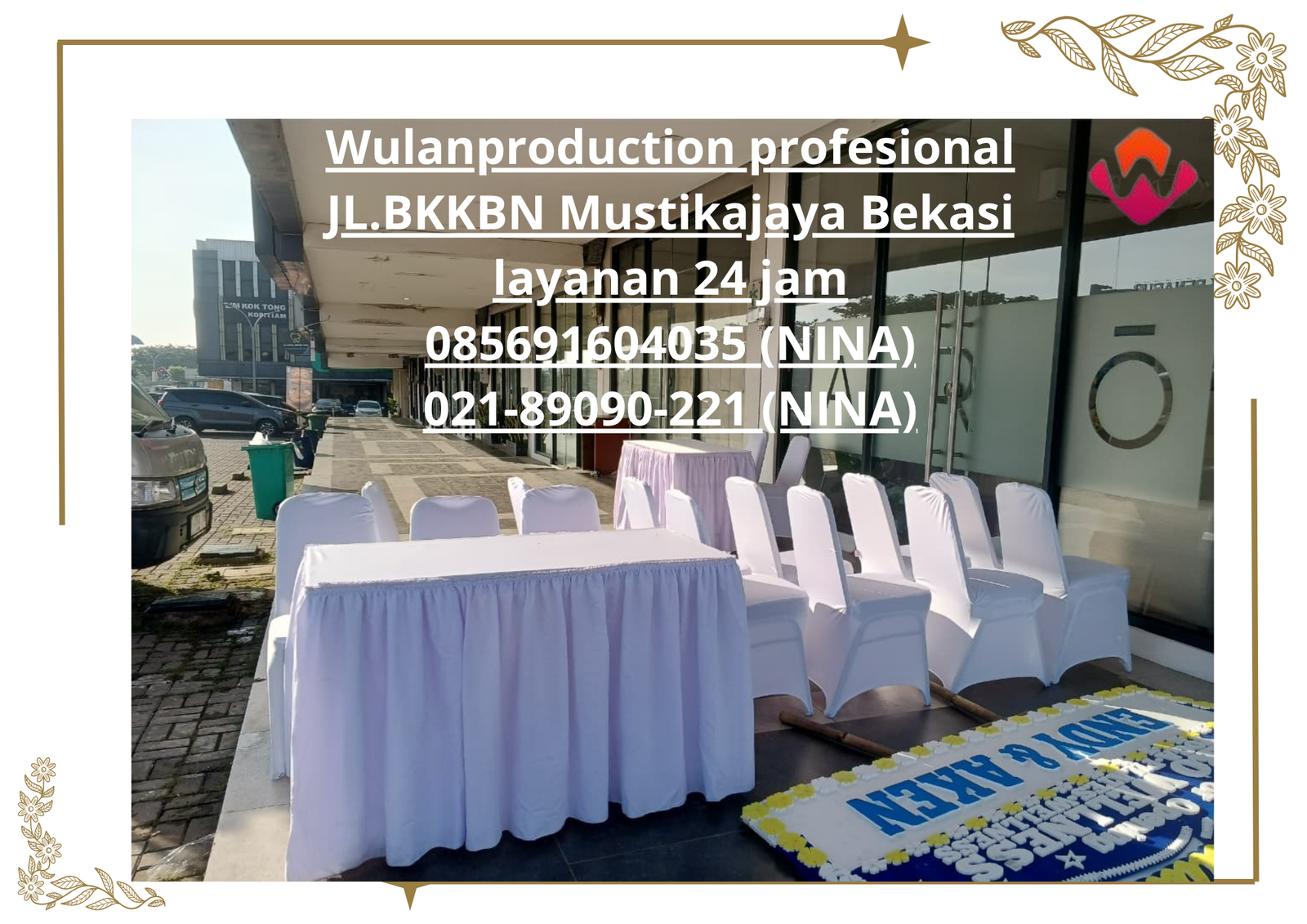 Sewa kursi futura cover putih Dan meja kotak taplak putih Jakarta