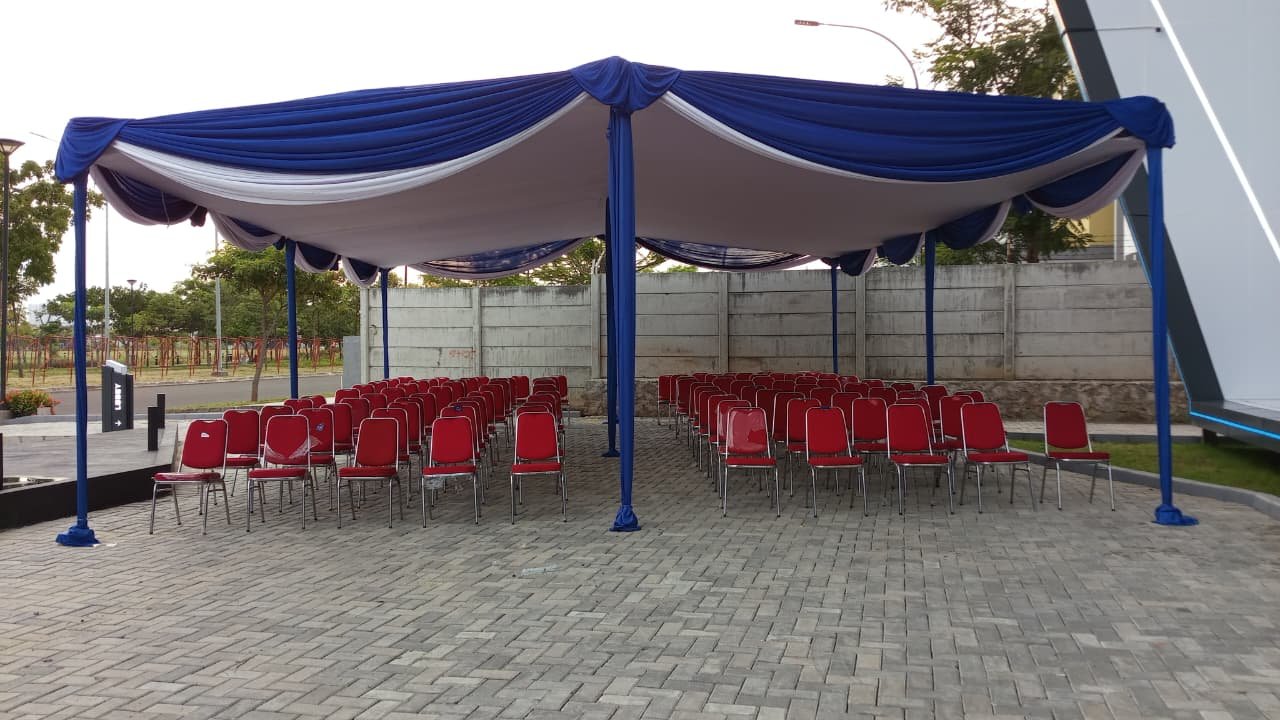 Jasa Sewa Tenda Plafon Rumbai Putih Biru Kursi Futura Jakarta