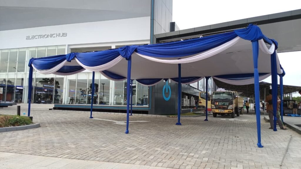 Jasa Sewa Tenda Plafon Rumbai Putih Biru Kursi Futura Jakarta
