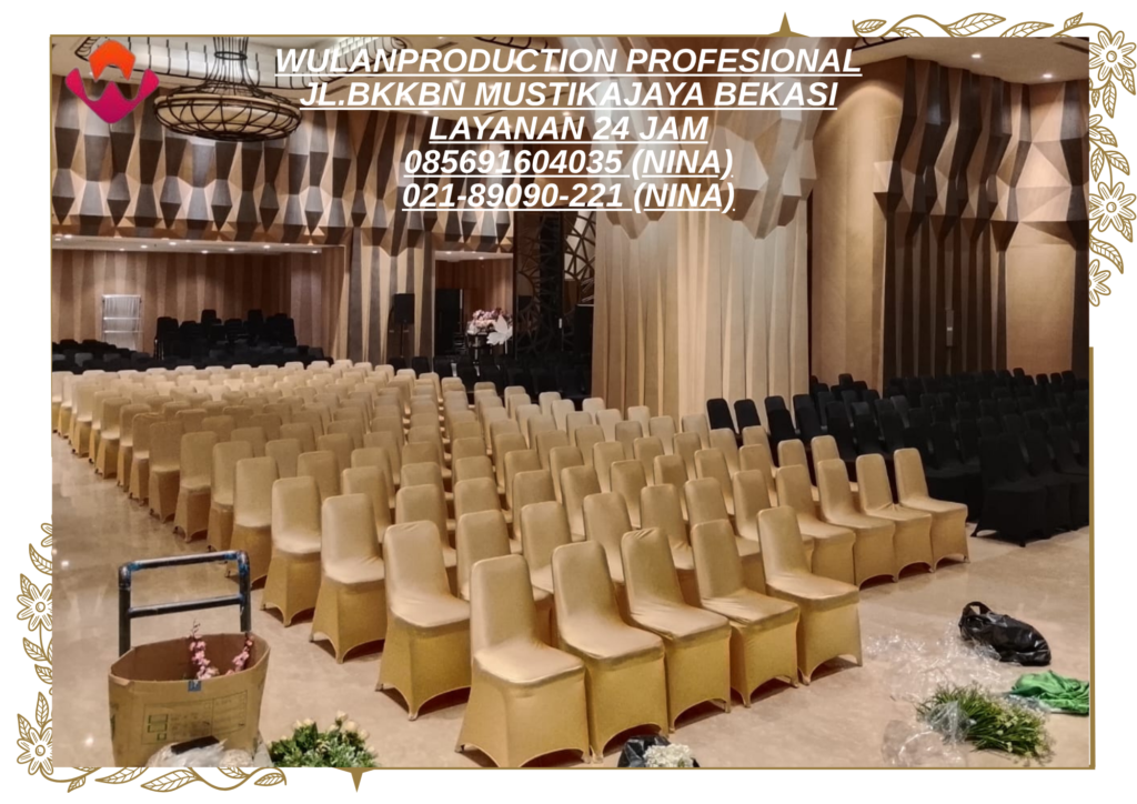 Rental Kursi Event Lengkap Cover Hitam Dan Gold Di Bogor 