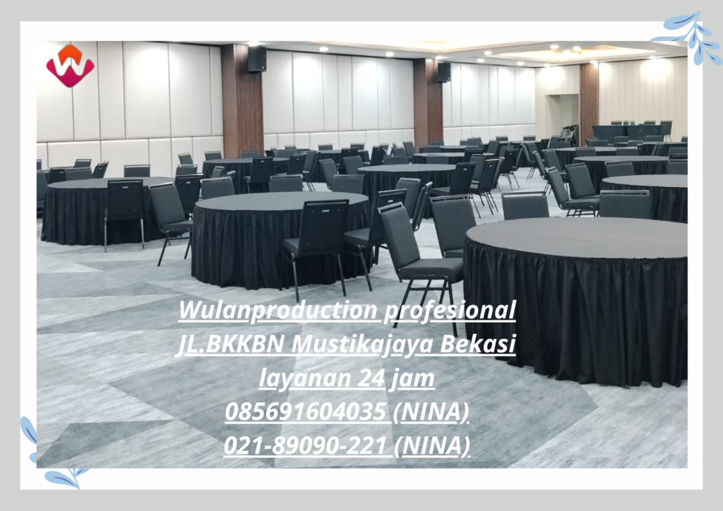 Rental Meja Kotak Dan Meja Bundar Cover Skirting Hitam Jakarta