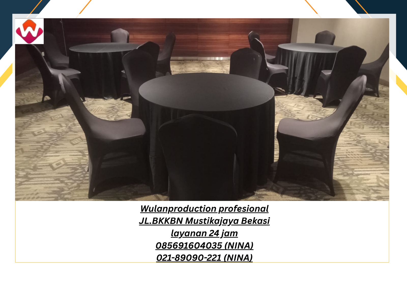 Rental ROUND TABLE Cover hitam KURSI cover Hitam Jakarta Pusat