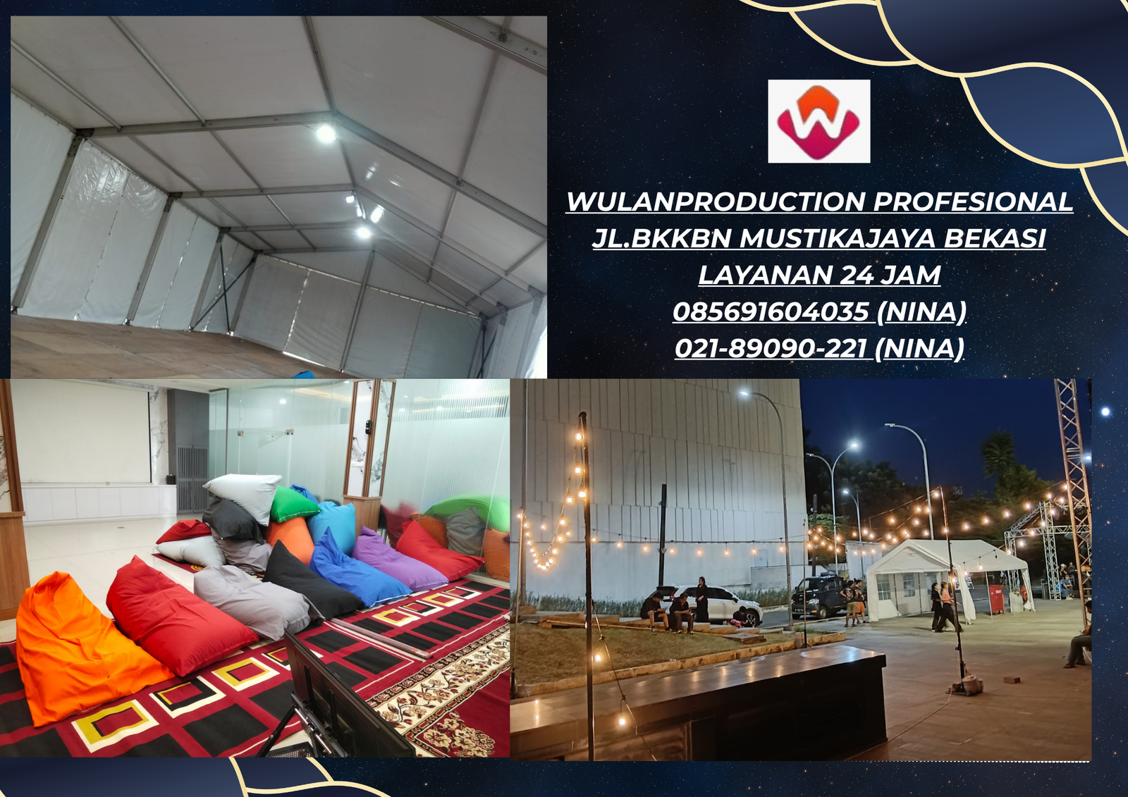 Sewa TENDA RODER LAMPU TAMAN BEANBAG Bogor