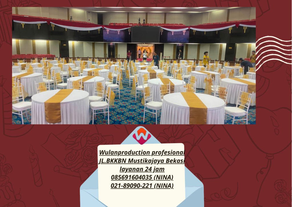 Sewa MEJA Bulat KURSI TIFFANY Putih Plus Pita Gold Jakarta