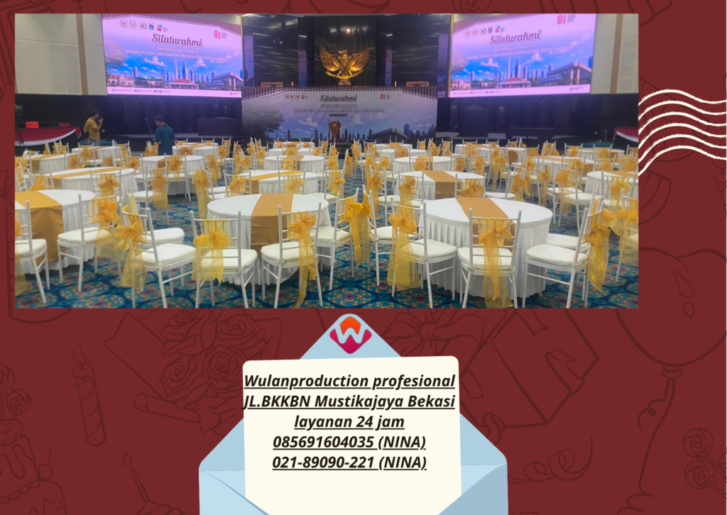 Sewa MEJA Bulat KURSI TIFFANY Putih Plus Pita Gold Jakarta