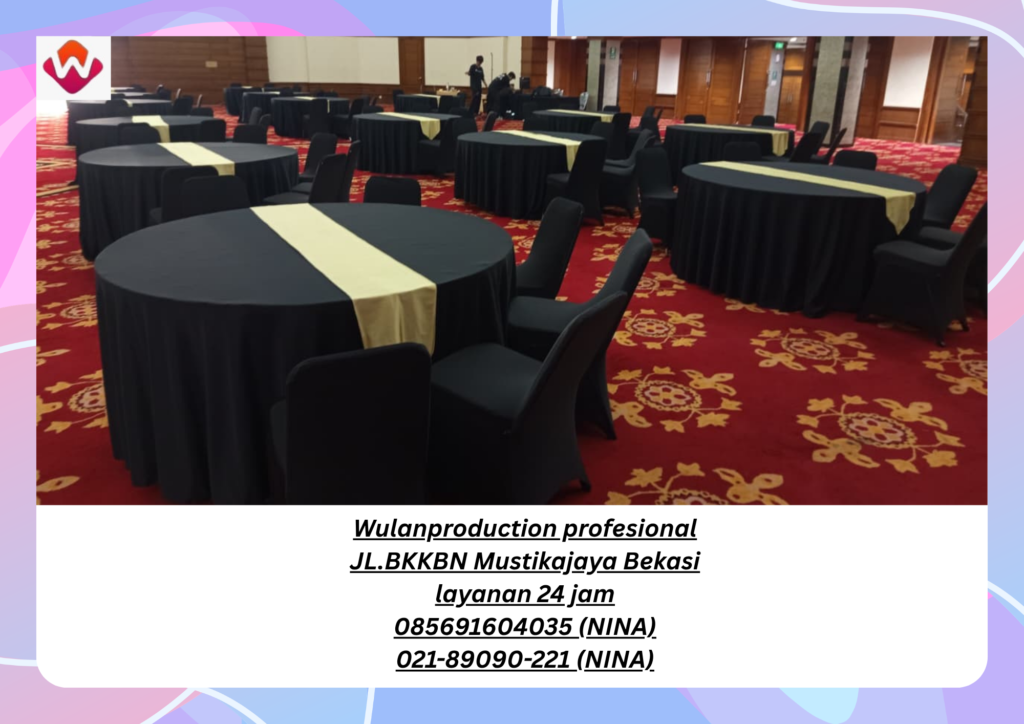 Sewa MEJA Bulat Plus Cover Dan Runner Jakarta
