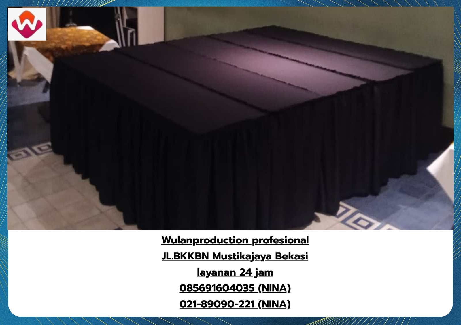 Sewa MEJA IBM SKIRTING HITAM KURSI ALAT CATERING Bogor