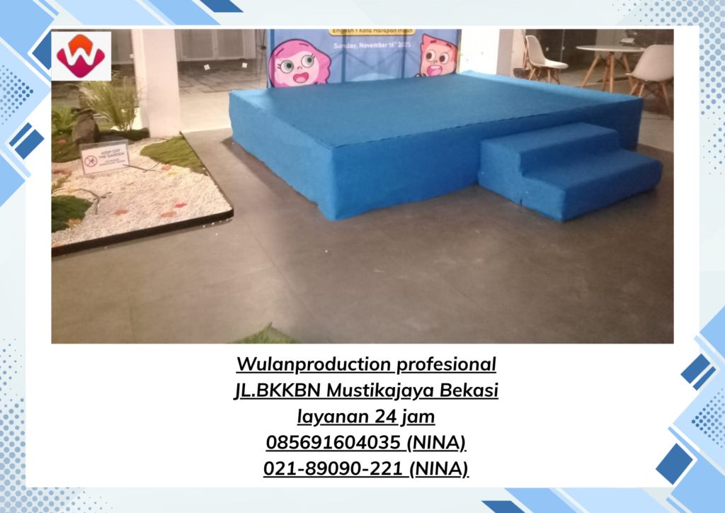 Sewa PANGGUNG FIN KARPET BIRU TIRAI MELAMINTO Kedoya