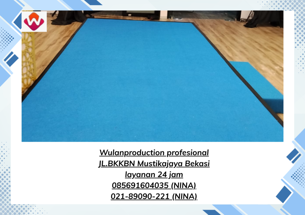 Sewa PANGGUNG FIN KARPET BIRU TIRAI MELAMINTO Kedoya