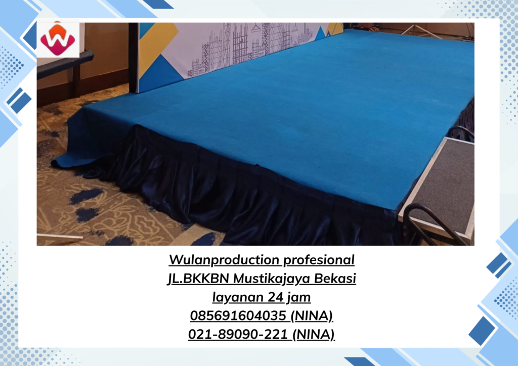Sewa PANGGUNG FIN KARPET BIRU TIRAI MELAMINTO Kedoya