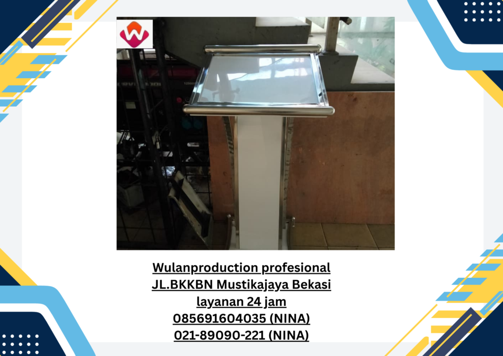 Sewa PODIUM Putih Frame Stainless Cikarang Utara